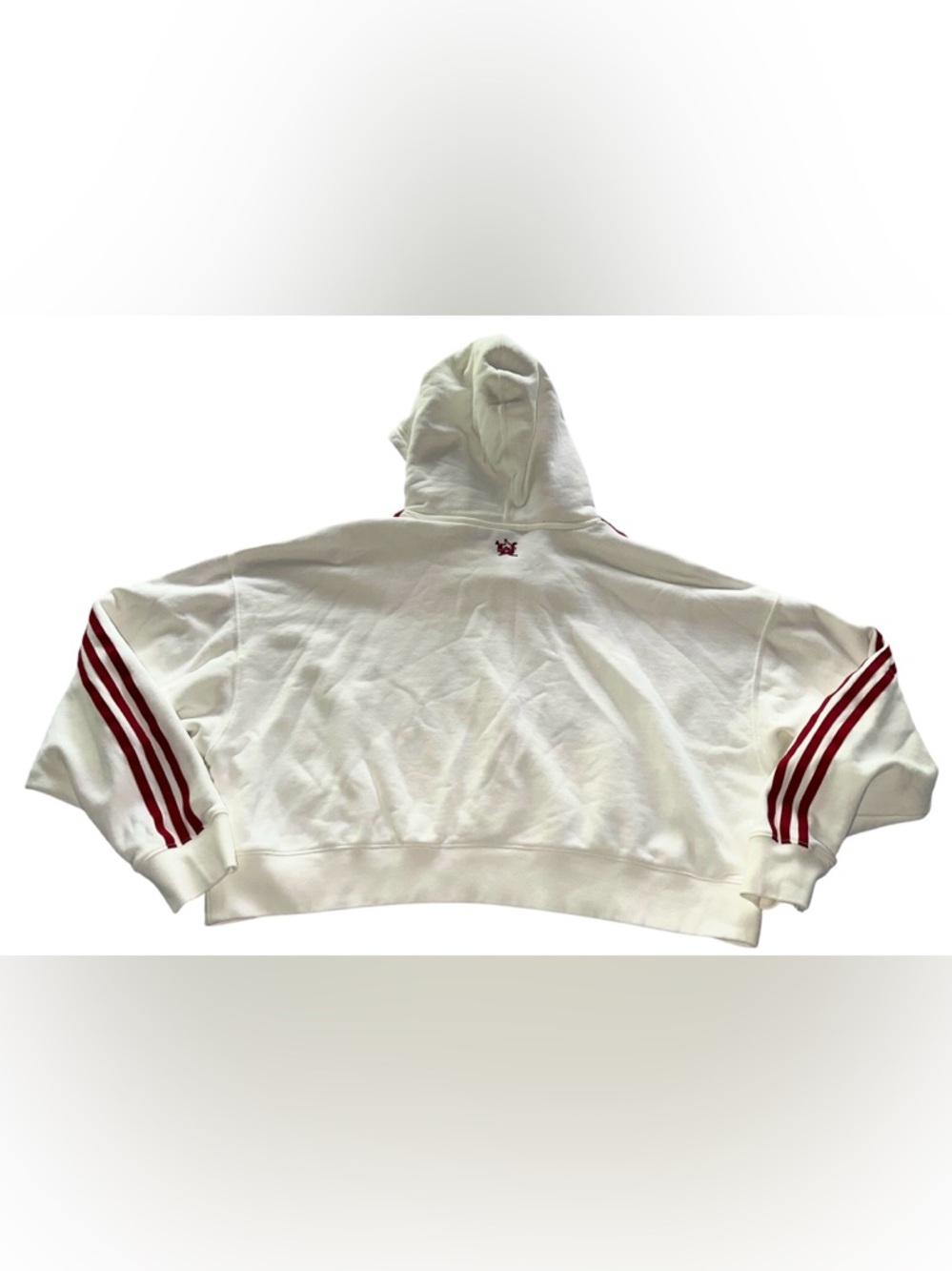 Adidas Originals x Thebe Magugu Cream Cropped Hoodie Embroidered Pullover Sz XL - Picture 10 of 11